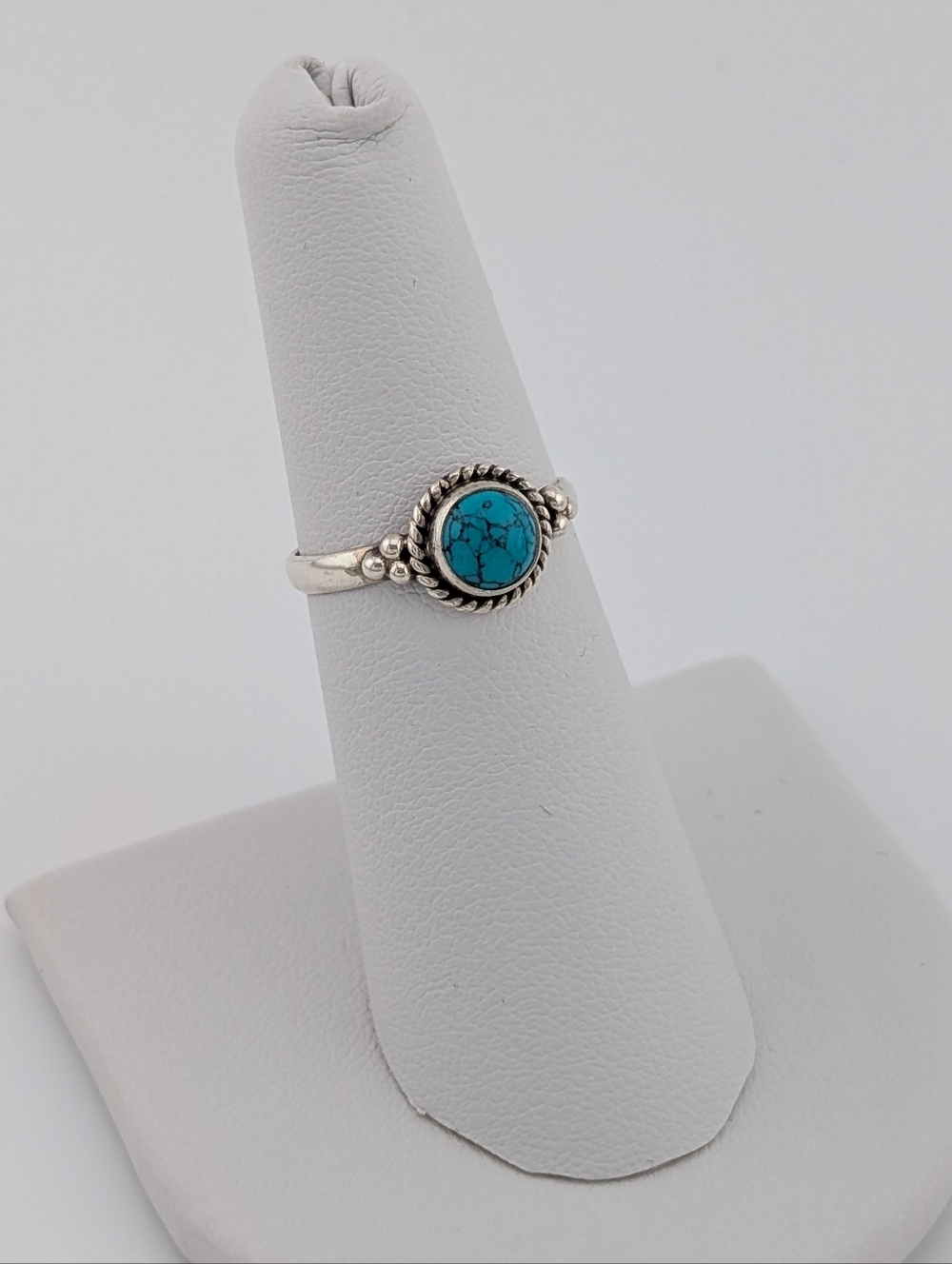 925 Sterling Silver Turquoise Color Gemstone Ring 6 Boho Southwest